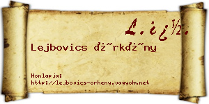 Lejbovics Örkény névjegykártya